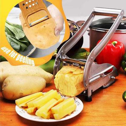 French Fry Cutter, Potato Slicer No-Slip Suction Base,Stainless Steel French Fry Cutter with 2-Blade, Perfect for Potatoes, French Fries, Cucumber,Vegetables Carrot Kitchen Utensils