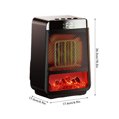 Black Mini Electric Fireplace Heater – 1000W 3D LED Flame, Portable for Office Home + Christmas Decor
