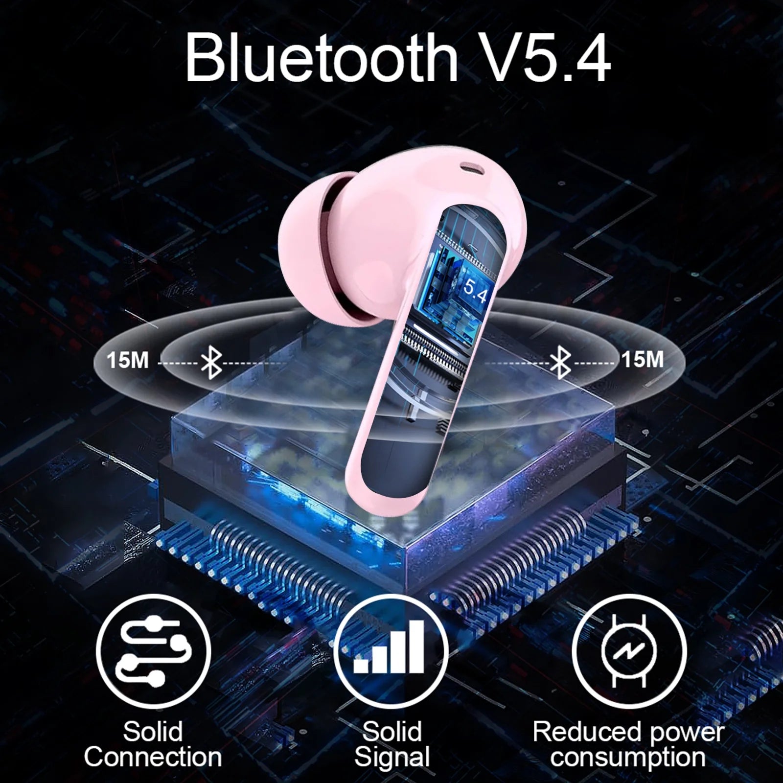Wireless Earbuds, Bluetooth 5.4 Headphones Bass Stereo, Ear Buds with Noise Cancelling Mic LED Display, 36H Playtime in Ear Earphones, IP7 Waterproof Sport Headset for Android Ios