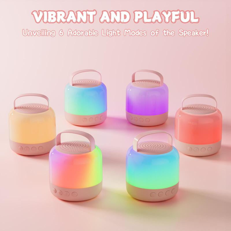 FOXVOX Mini Karaoke Machine Portable Bluetooth Speaker with Wireless Microphone 6 Sound Modes for Birthday Home Farmily Friends Party Gifts round Audio Vintage Device