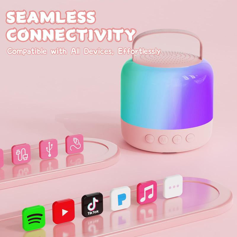 FOXVOX Mini Karaoke Machine Portable Bluetooth Speaker with Wireless Microphone 6 Sound Modes for Birthday Home Farmily Friends Party Gifts round Audio Vintage Device