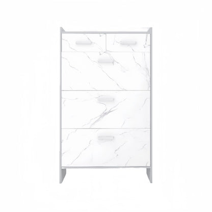 High Glossy Marble Color Doors Shoe Rack 3 Doors Shoe Cabinet With 2 Drawers