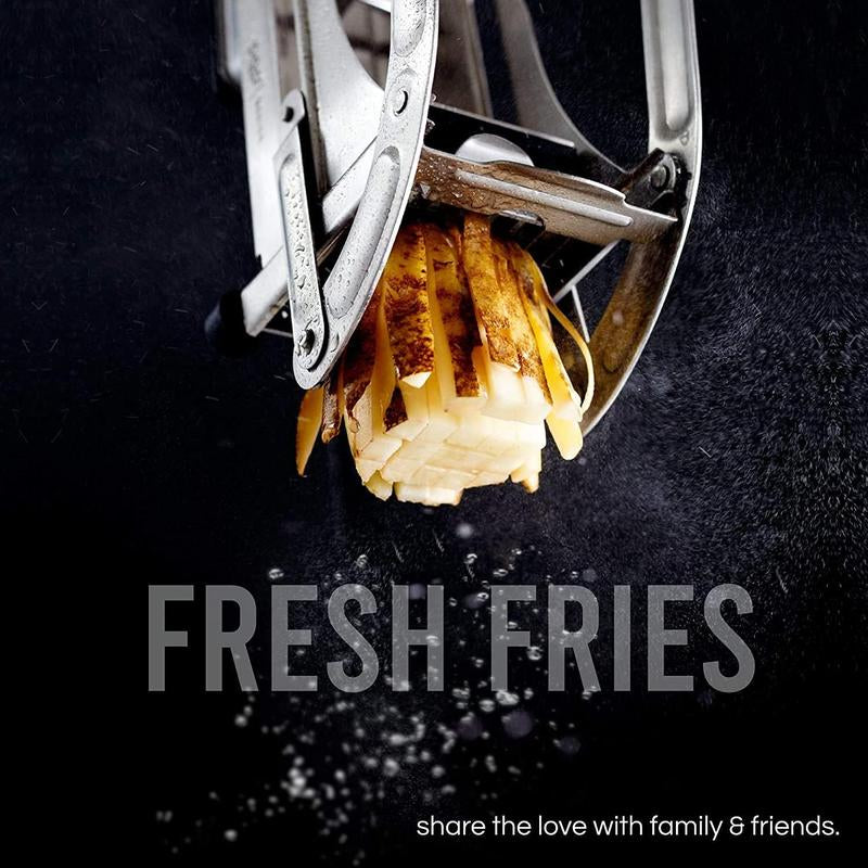 French Fry Cutter, Potato Slicer No-Slip Suction Base,Stainless Steel French Fry Cutter with 2-Blade, Perfect for Potatoes, French Fries, Cucumber,Vegetables Carrot Kitchen Utensils