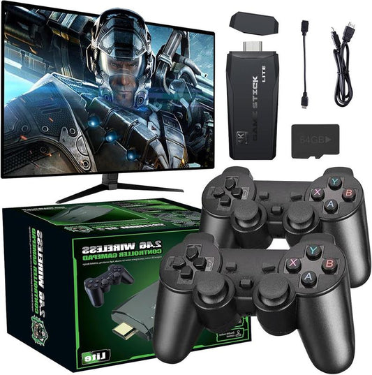 M8 Lite Wireless Game Console – Plug & Play Video Game Stick with 4K HDMI Output, 2.4Ghz Wireless Controllers, Retro Gaming Experience for TV
