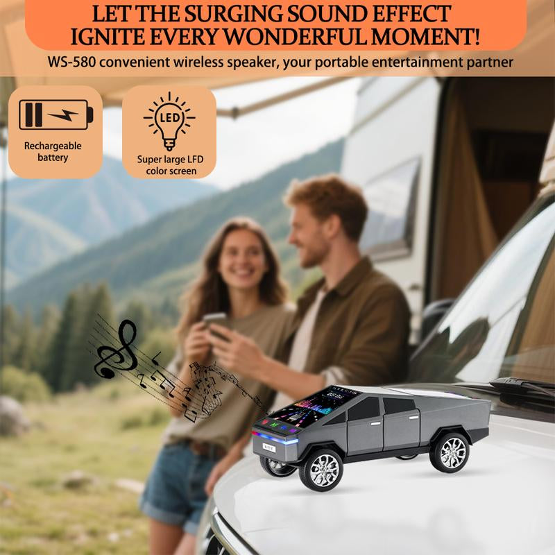 WS-580 Multicolor Truck Speaker - Wireless Bluetooth Connection for Easy Use with Phones and Audio Devices