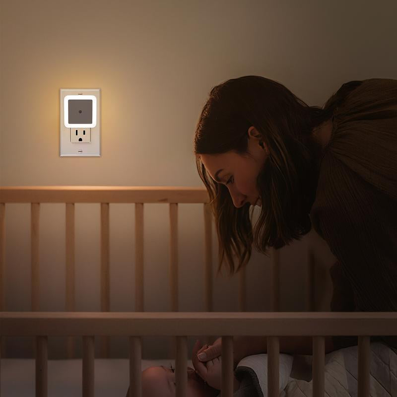 LED Night Light Set - 6 Counts, Energy Efficient 3000K Warm Glow, Smart Sensor, Plug-And-Play, Ideal for Room, Hallway, Lights Bedrooms, Bathroom, Kitchens Plug-In Night Light Ambient Light Indoor Lighting Lamps Lamp Cool Gadgets Wall Lights