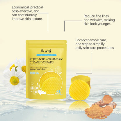Turmeric Cleansing Pads,Kojic Acid and Turmeric Cleansing Pads for Face and Body Remove Excess Keratin