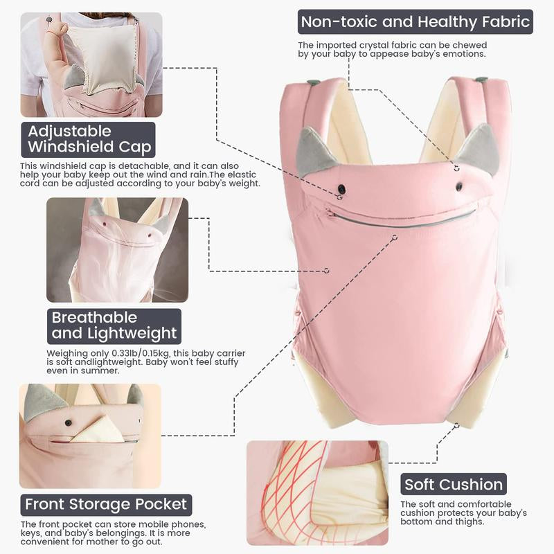 Ergonomic Cotton Baby Carrier | 4-In-1 Adjustable Buckle Design | Front Facing, Inward, Back & Cozy Wrap | Breathable Mesh Support for Baby Wearing Safety up to 15Kg Postpartum