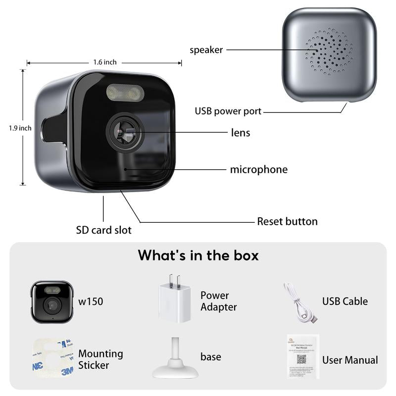 Cowwolf 5MP Window Camera,2K Ultra HD Quality with Starlight Night Vision,2.4Ghz Wi-Fi Camere for Home Security,Multisharing and Motion Detection,Cloud Storage and Motion Detection,Two-Way Audio,Easy & Quick Install