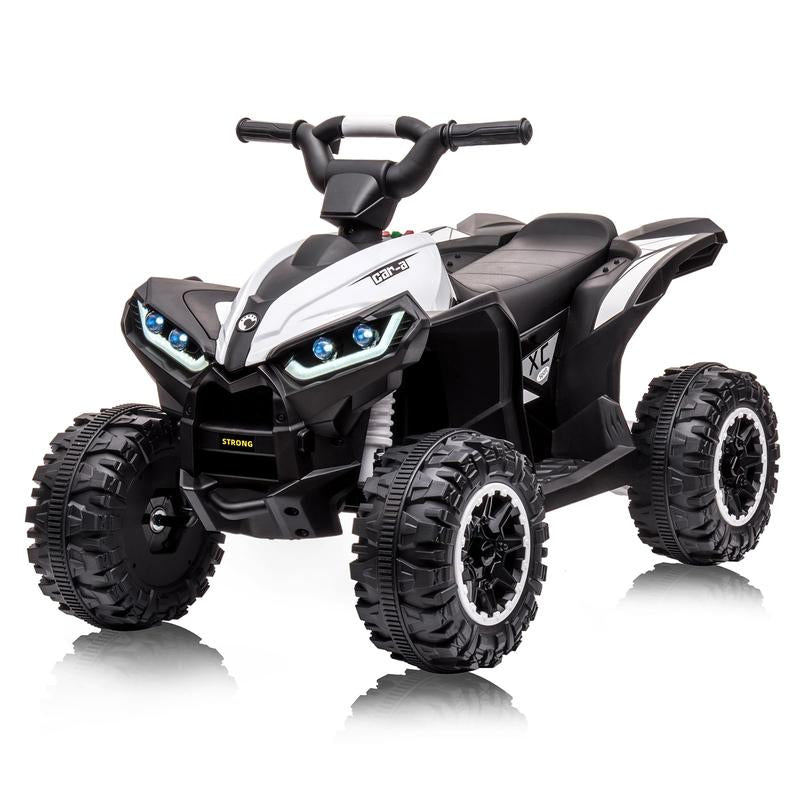 【GARVEE】12V Quad ATV 4 Wheeler with Music and LED Lights for Young Riders, Available in Multiple Colors Including Yellow, White, Red, Pink, Black, and Blue, Providing a Safe and Enjoyable Riding Experience