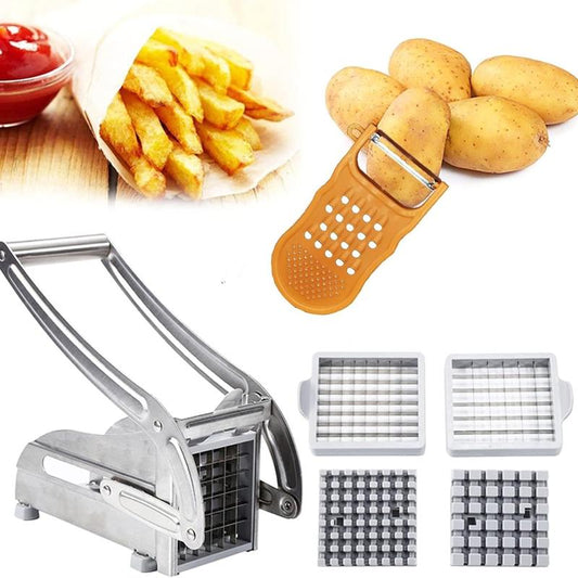 French Fry Cutter, Potato Slicer No-Slip Suction Base,Stainless Steel French Fry Cutter with 2-Blade, Perfect for Potatoes, French Fries, Cucumber,Vegetables Carrot Kitchen Utensils