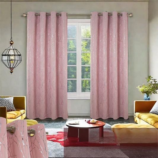 2 Panels Blackout Curtains (54X90) Rubber Foil Printed Blackout Window Treatments for Easy Installation & Versatility Blue Color
