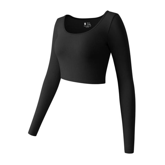 OYV Women'S round Neck Crop Workout Exercise Tops Long Sleeve Shirts Perfect for Woman Athletic Top