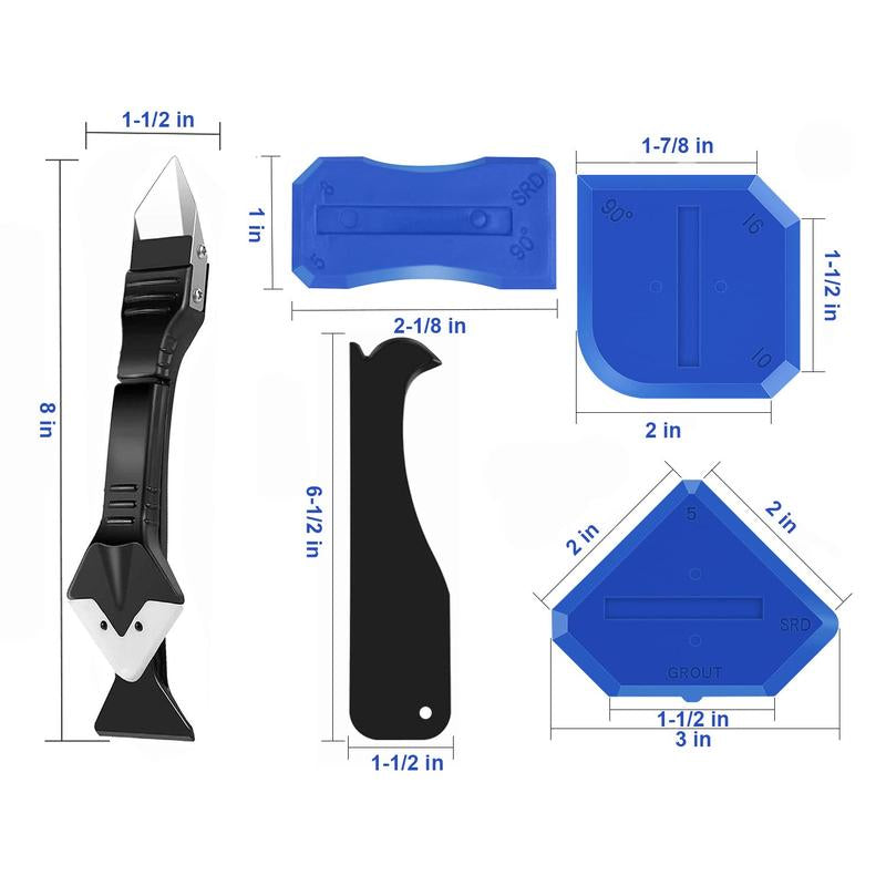 11Pcs Silicone Caulking Tools 3 In1 Grout Removal Tool(Stainless Steelhead)&Grout Remove Scraper, Caulk Remover for Kitchen/Bathroom/Window