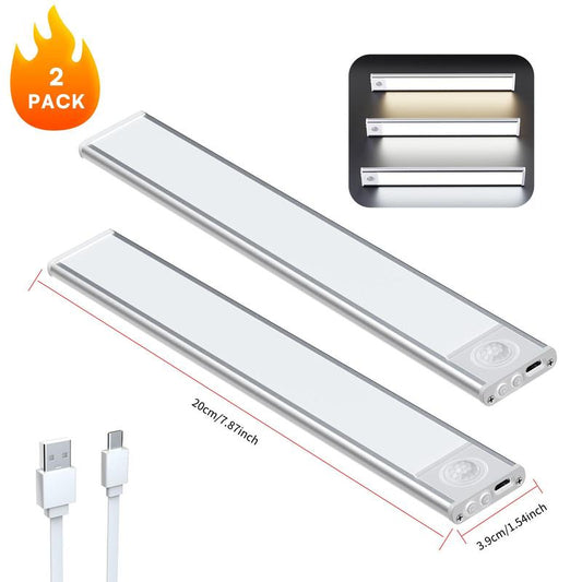 DAYBETTER LED Motion Sensor under Cabinet Lights, 3 Color Temperatures Wireless,High Battery Life, Type C Charging with Charging Cable,For Kitchen,Bathroom,Closet,Hallway,Stairway&Garage,Summer Essentials.