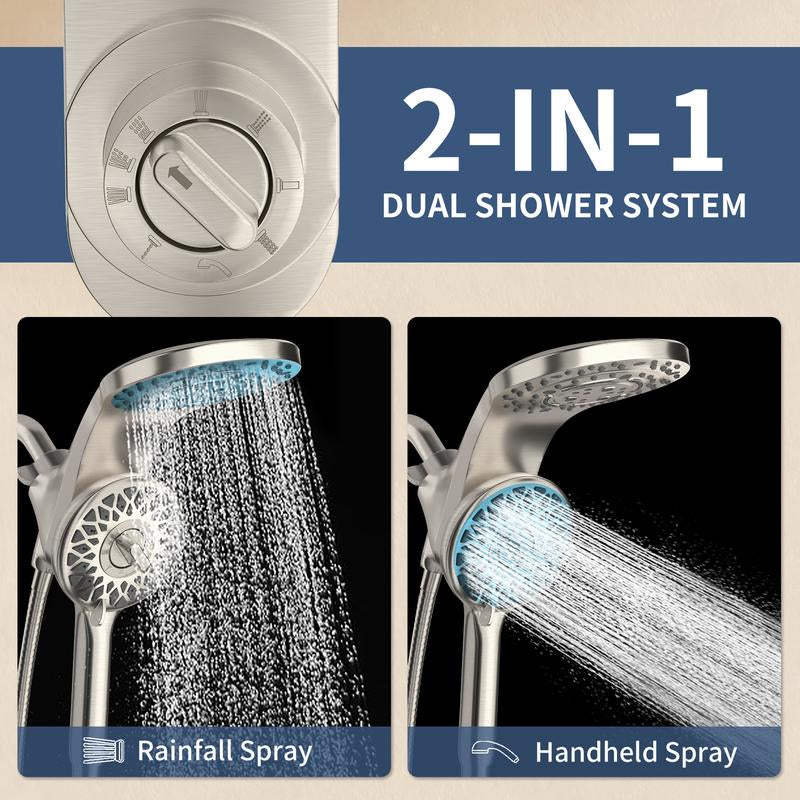 Magnetix Large Rain Shower Head with Handheld - 8 Spray Modes High Pressure Dual Shower Combo and 71'' Hose