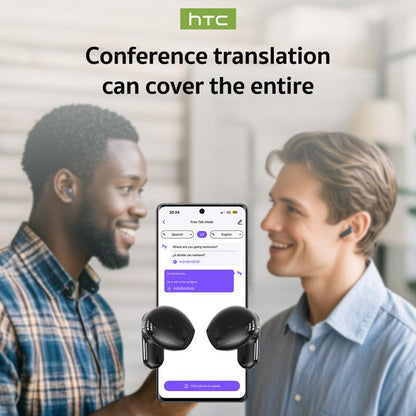 Htc AI Translation Wireless Earbuds,Translator 134 Languages Bluetooth Headphones,Lcd Full Color Display Screen Charging Case Ear Buds with MIC