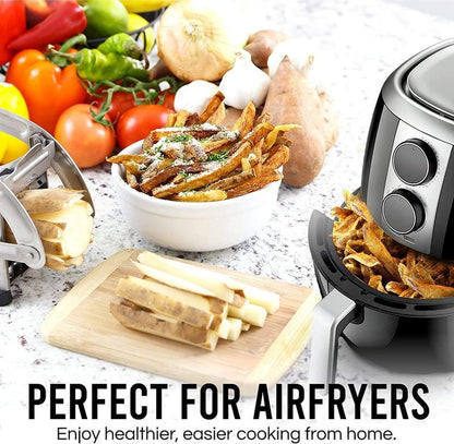 French Fry Cutter, Potato Slicer No-Slip Suction Base,Stainless Steel French Fry Cutter with 2-Blade, Perfect for Potatoes, French Fries, Cucumber,Vegetables Carrot Kitchen Utensils