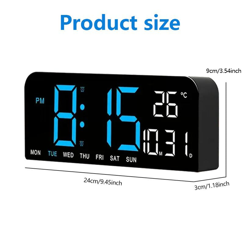 Decorative Digital Dual Alarm Clock for Bedroom, 10" LED Digital Wall Clock, Multi-Function Large Display Desk Clock with Temperature, Adjustable Brightness & Countdown Timer, 12/24H Display Modern Wall Clock Digital Light Set, Halloween Home Decor, Gifts